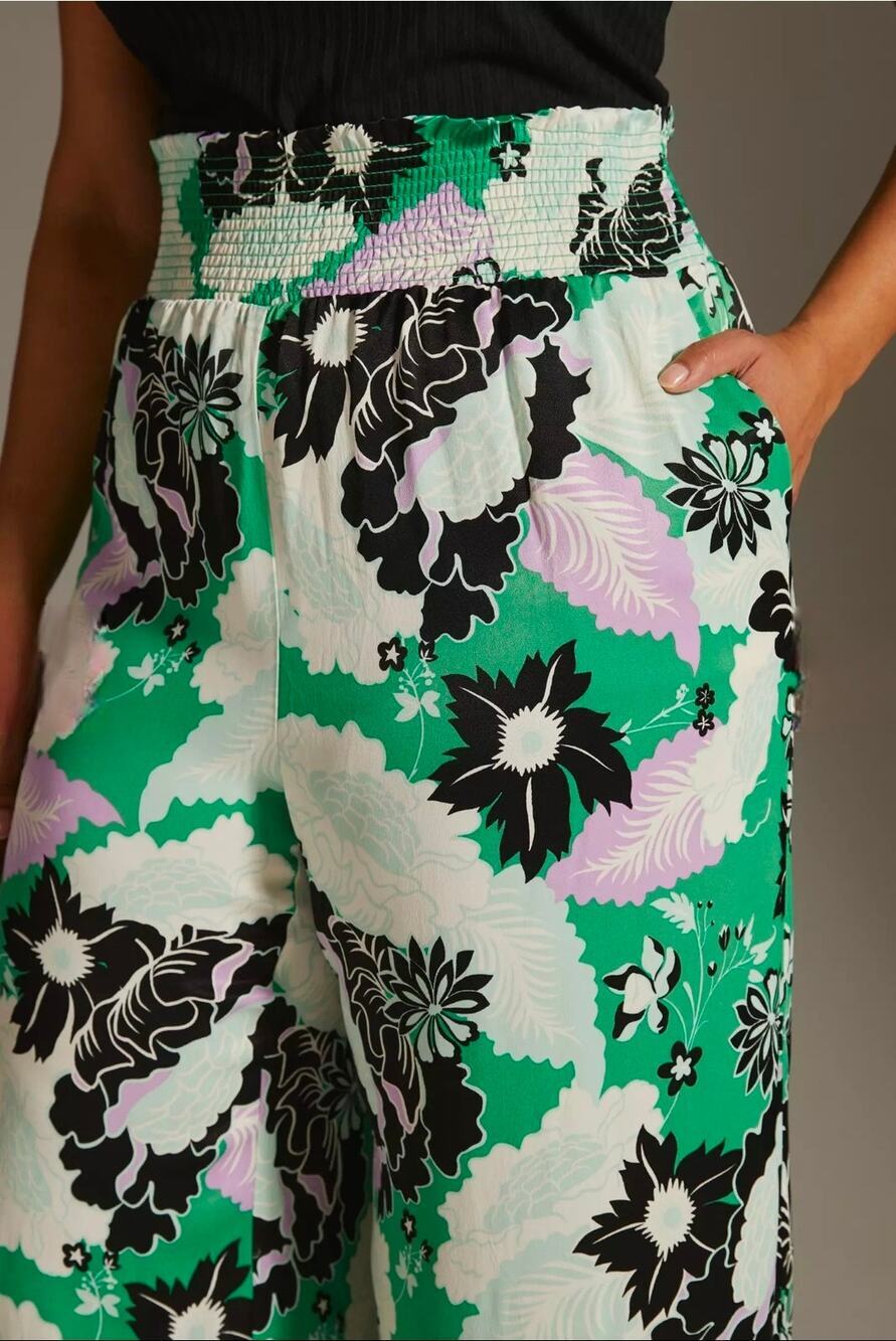 Anthropologie Maeve Floral Wide-Leg Pants. Size M. Ret. $120